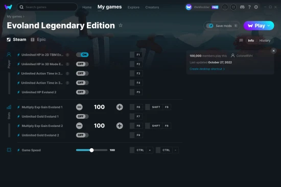 Evoland Legendary Edition cheats screenshot