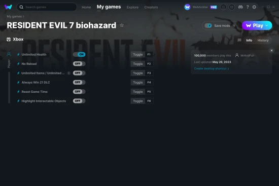 RESIDENT EVIL 7 biohazard cheats screenshot