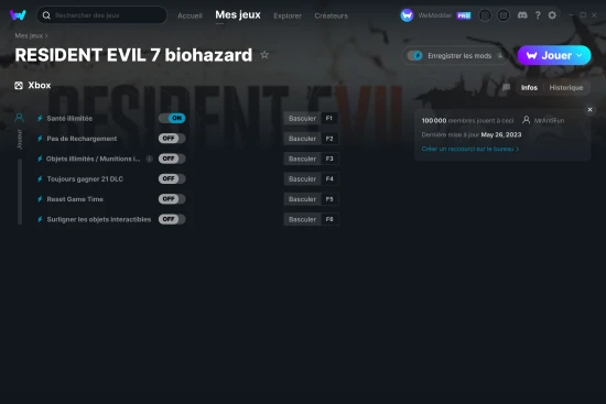 Capture d'écran de triches de RESIDENT EVIL 7 biohazard