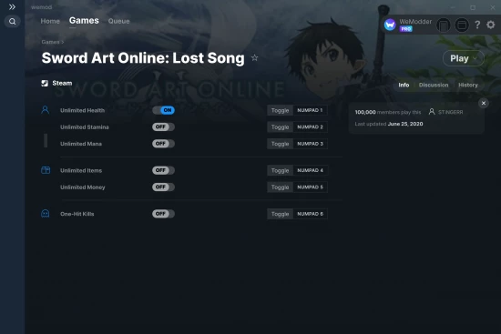 Sword Art Online: Lost Song cheats screenshot