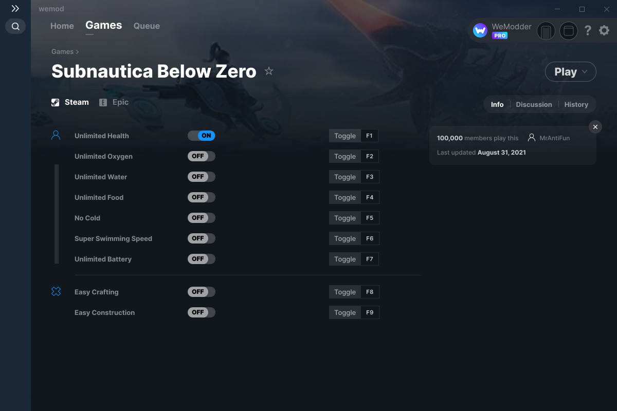 Subnautica Below Zero Cheats and Trainer for Epic Games Trainers