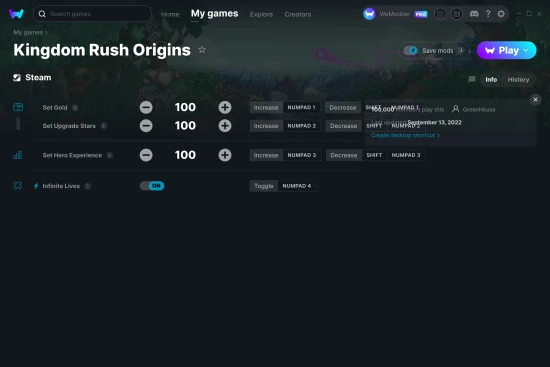 Kingdom Rush Origins cheats screenshot