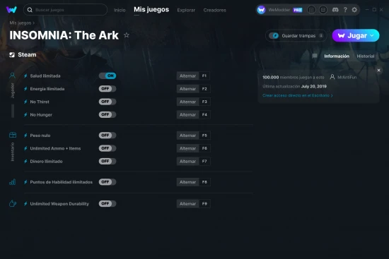 captura de pantalla de las trampas de INSOMNIA: The Ark