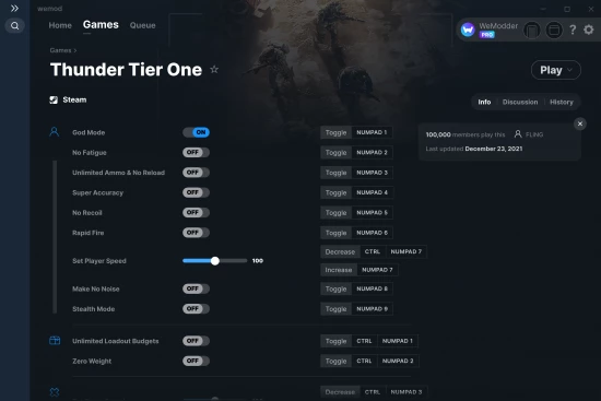 Thunder Tier One cheats screenshot