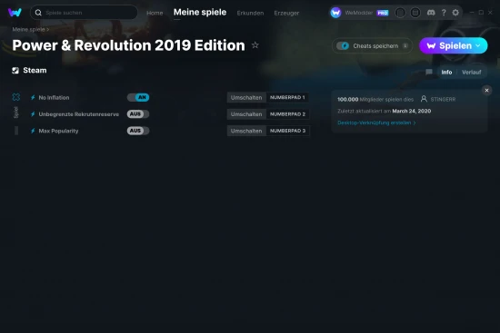 Power & Revolution 2019 Edition Cheats Screenshot