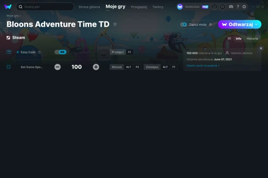 cheaty Bloons Adventure Time TD zrzut ekranu