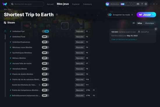 Capture d'écran de triches de Shortest Trip to Earth