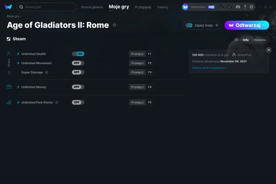 cheaty Age of Gladiators II: Rome zrzut ekranu