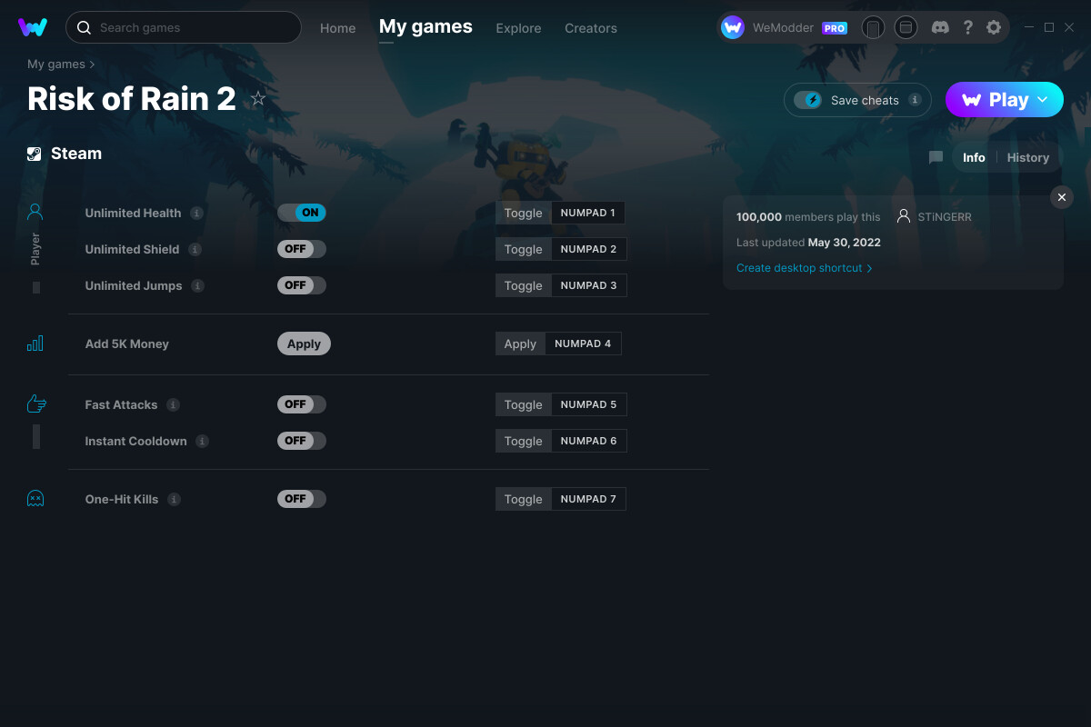 Risk of Rain 2 Cheats and Trainer for Steam Trainers WeMod Community