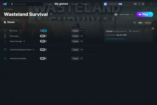 Wasteland Survival cheats screenshot