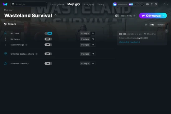 cheaty Wasteland Survival zrzut ekranu