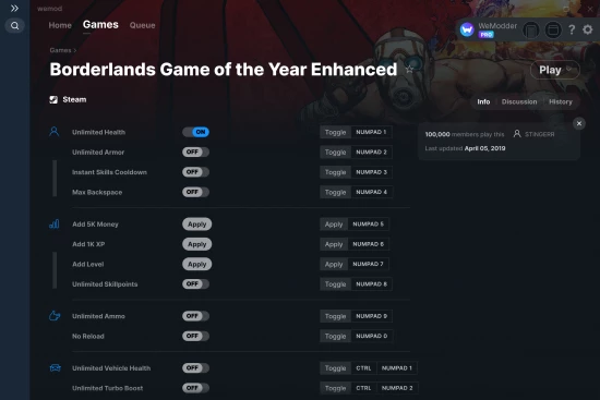 Borderlands Game of the Year Enhanced cheats screenshot