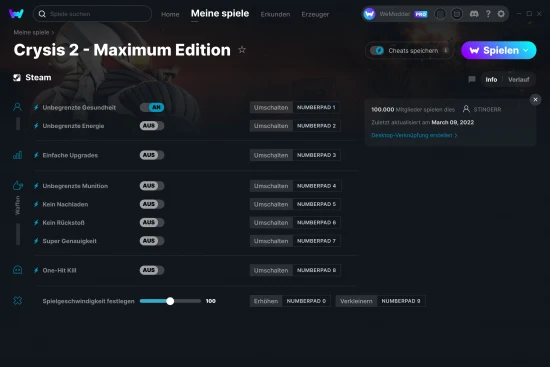 Crysis 2 - Maximum Edition Cheats Screenshot