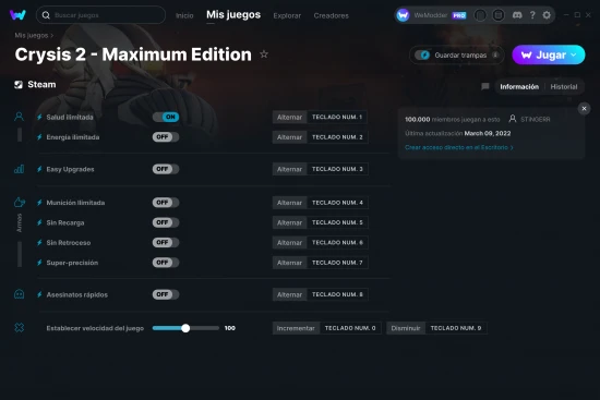 captura de pantalla de las trampas de Crysis 2 - Maximum Edition