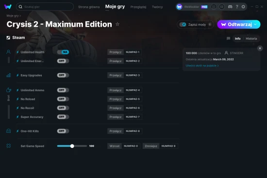 cheaty Crysis 2 - Maximum Edition zrzut ekranu