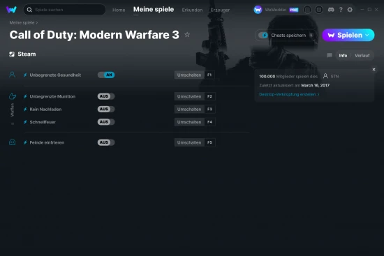 Call of Duty: Modern Warfare 3 Cheats Screenshot