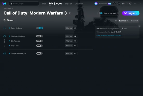 captura de pantalla de las trampas de Call of Duty: Modern Warfare 3