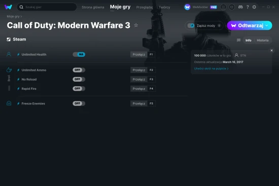 cheaty Call of Duty: Modern Warfare 3 zrzut ekranu