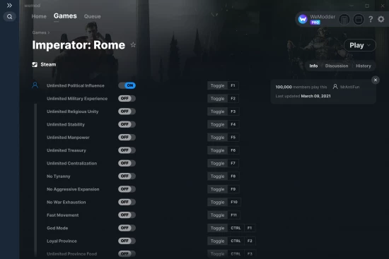 Imperator: Rome cheats screenshot