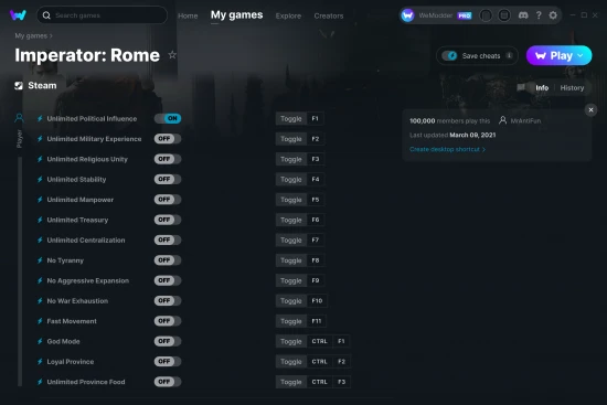 Imperator: Rome cheats screenshot