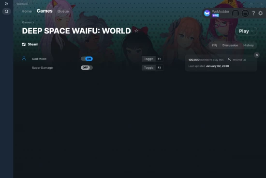 DEEP SPACE WAIFU: WORLD cheats screenshot