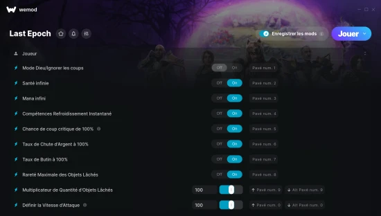 Capture d'écran de triches de Last Epoch