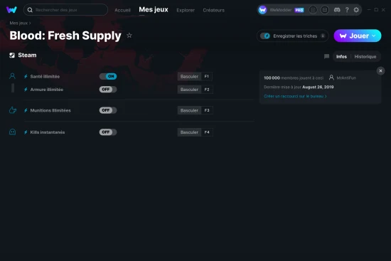 Capture d'écran de triches de Blood: Fresh Supply