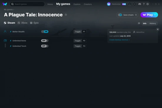 A Plague Tale: Innocence cheats screenshot