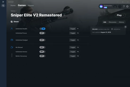 Sniper Elite V2 Remastered cheats screenshot