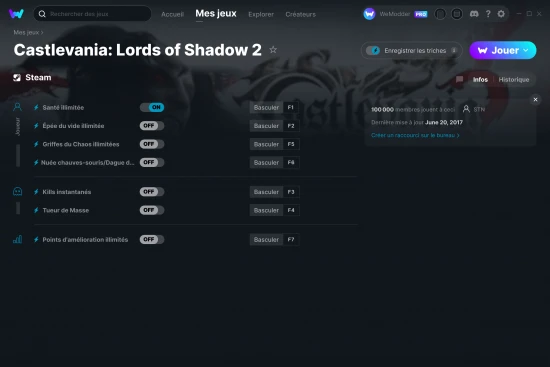 Capture d'écran de triches de Castlevania: Lords of Shadow 2