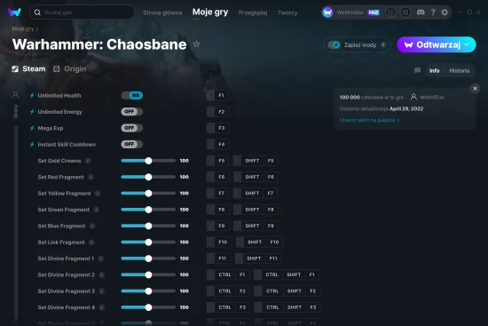 cheaty Warhammer: Chaosbane zrzut ekranu