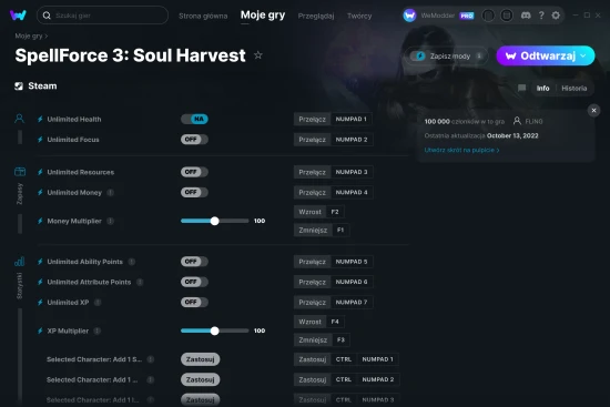 cheaty SpellForce 3: Soul Harvest zrzut ekranu