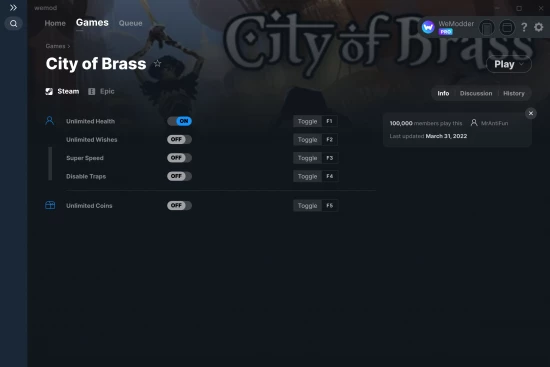City of Brass cheats screenshot