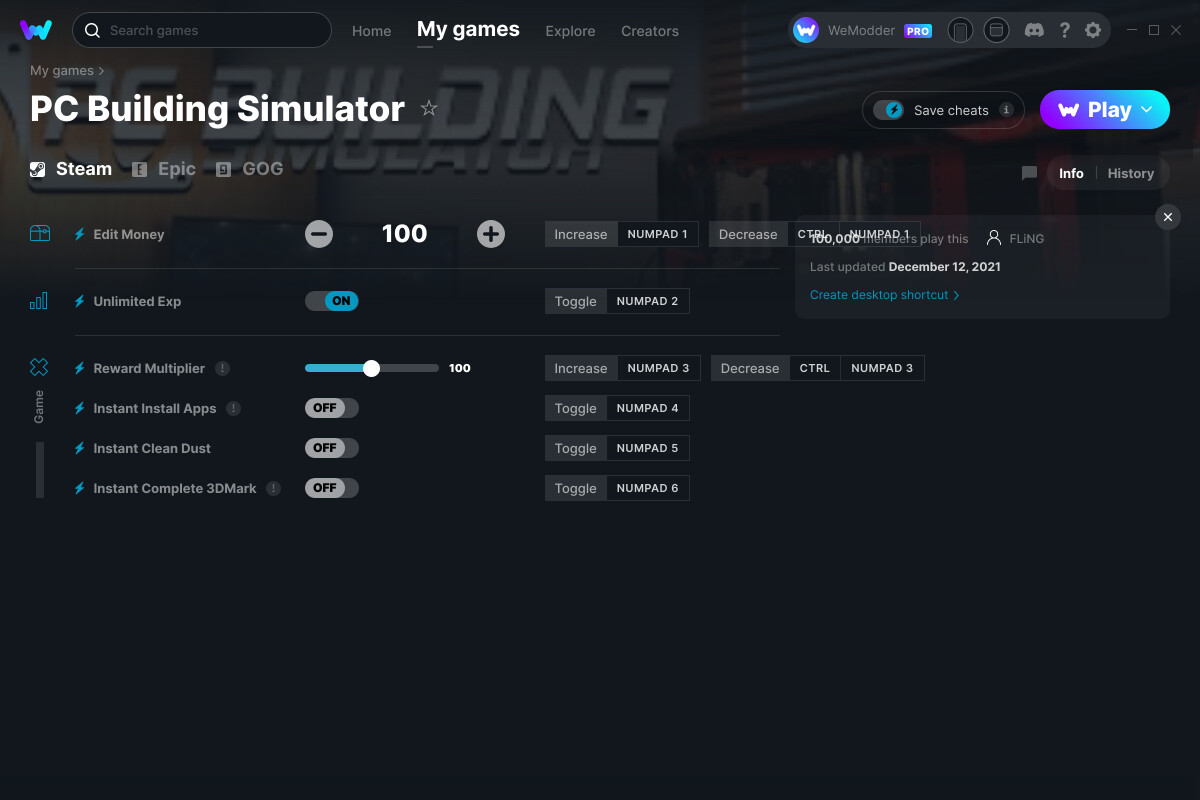 pc building simulator hack level