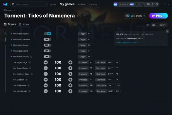 Torment: Tides of Numenera cheats screenshot