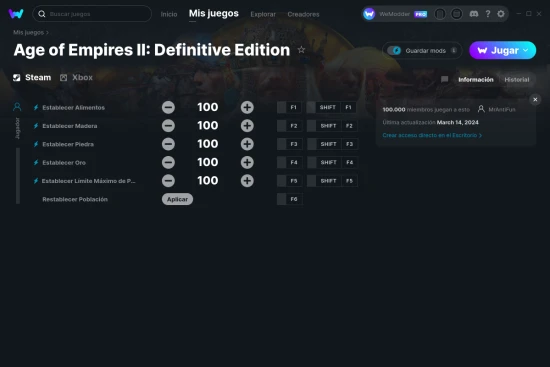 captura de pantalla de las trampas de Age of Empires II: Definitive Edition