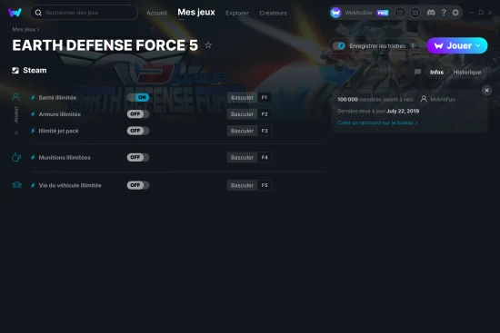 Capture d'écran de triches de EARTH DEFENSE FORCE 5