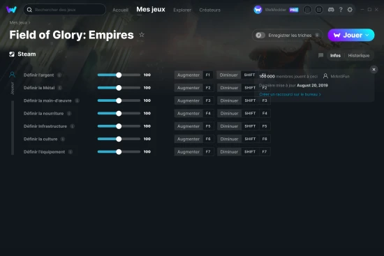Capture d'écran de triches de Field of Glory: Empires