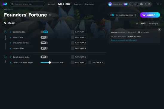 Capture d'écran de triches de Founders' Fortune