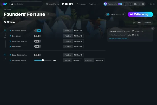 cheaty Founders' Fortune zrzut ekranu