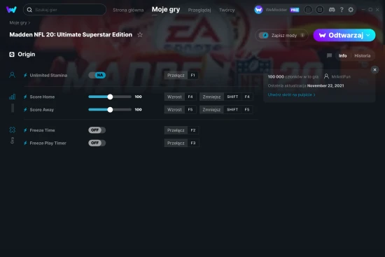 cheaty Madden NFL 20: Ultimate Superstar Edition zrzut ekranu