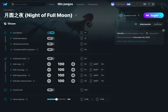 captura de pantalla de las trampas de 月圆之夜 (Night of Full Moon)