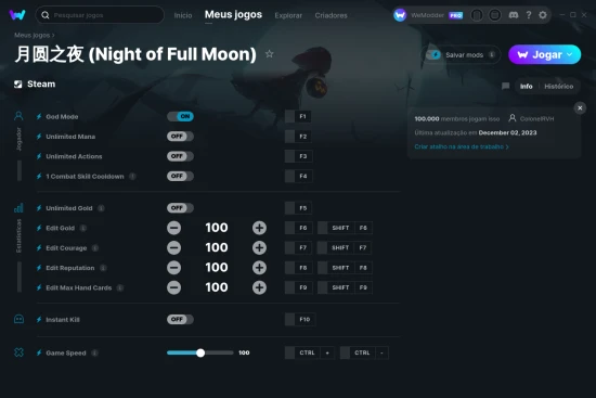 Captura de tela de cheats do 月圆之夜 (Night of Full Moon)