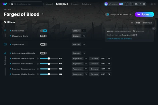 Capture d'écran de triches de Forged of Blood