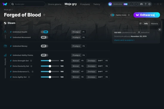 cheaty Forged of Blood zrzut ekranu