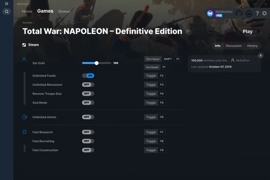 Total War: NAPOLEON – Definitive Edition cheats screenshot