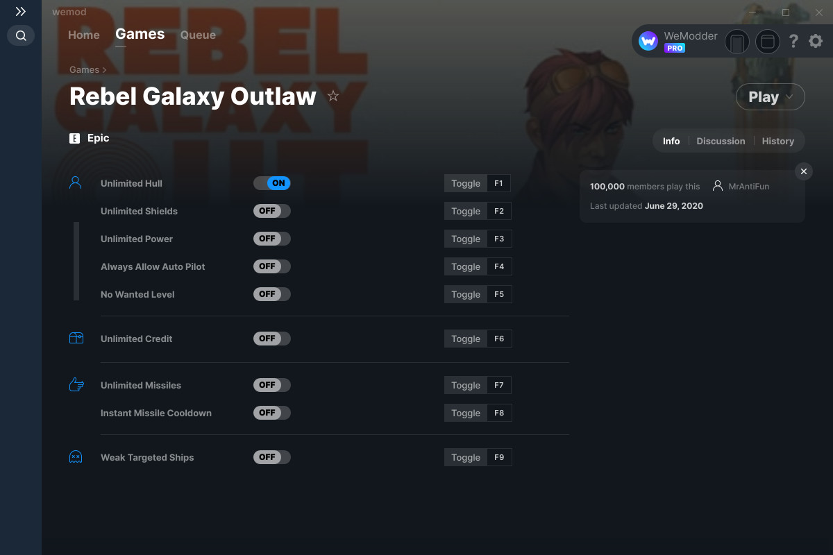 Rebel Galaxy Outlaw Cheats and Trainer for Epic Games Trainers