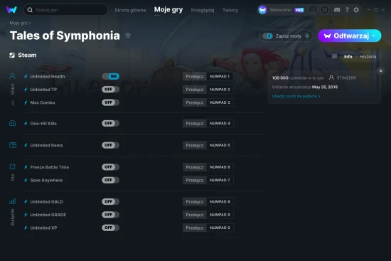 cheaty Tales of Symphonia zrzut ekranu