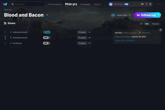 cheaty Blood and Bacon zrzut ekranu
