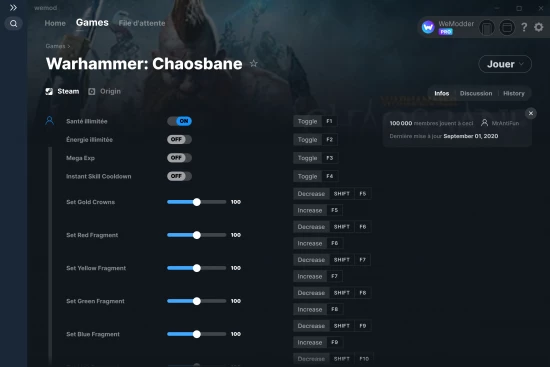 Capture d'écran de triches de Warhammer: Chaosbane
